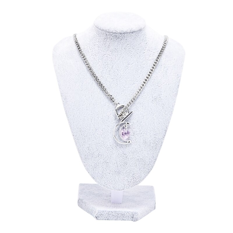 1PCS Hollow Moon Crystal Heart Necklace Clavicle Chain Choker Women Jewelry