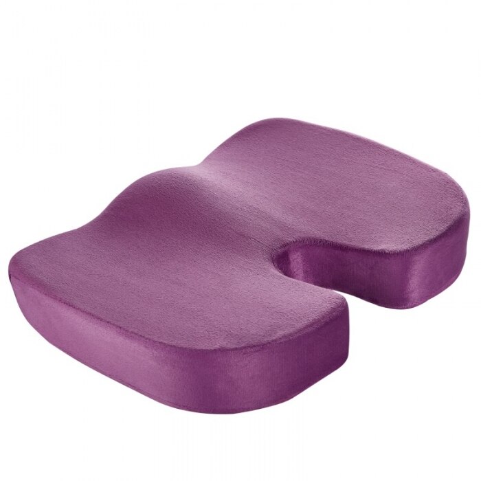 Memory foam sædehynde, pude til at sidde, komfortsædehynde til kontorcomputerstol, bil, kørestol, forbedrer kropsholdning,: Lilla