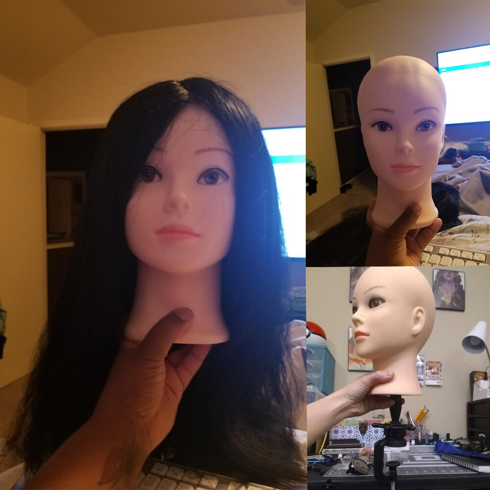 3d øjne kosmetologi skaldet paryk stativ blød pc kvindelig dukke mannequin hoved til parykker gør paryk display hat display briller display