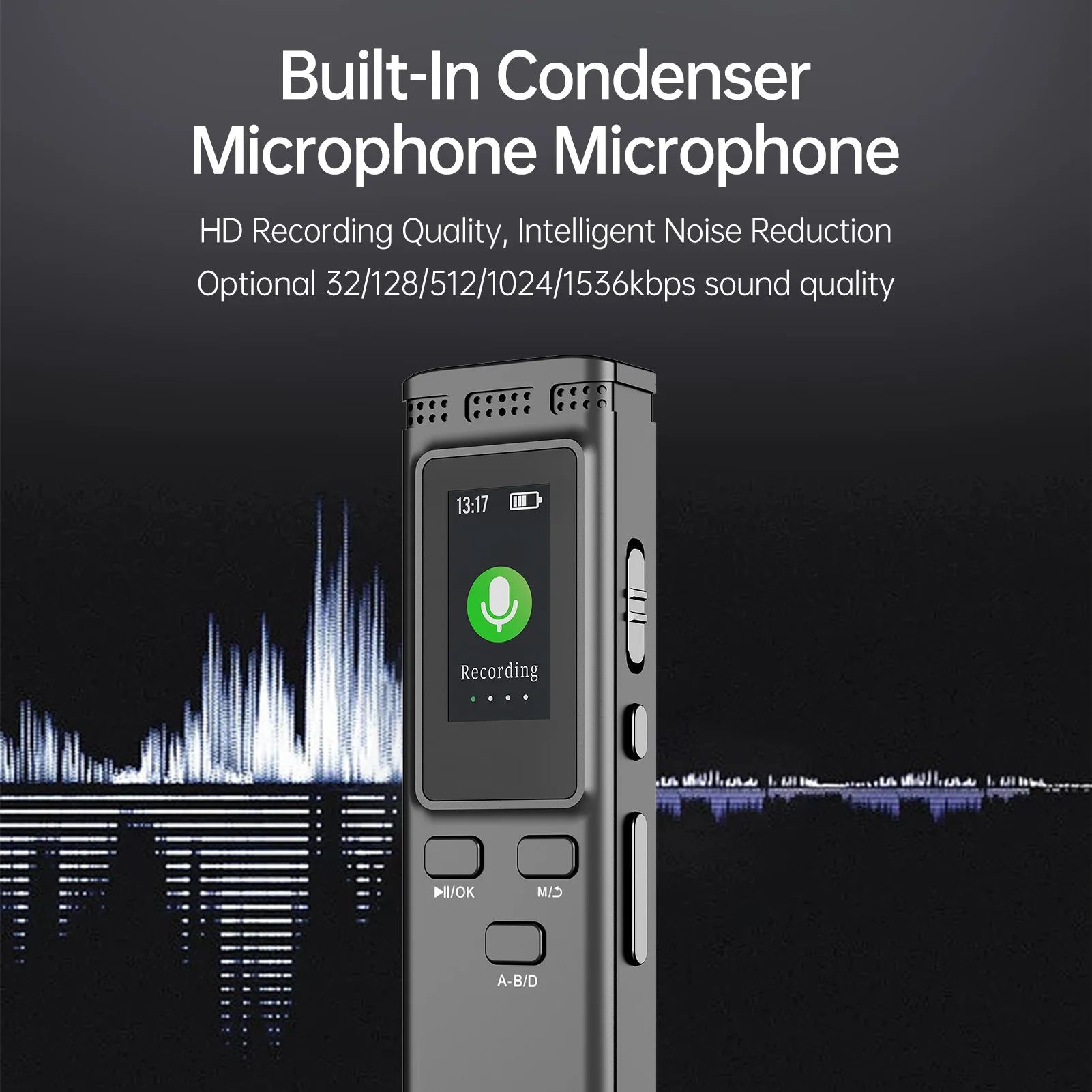 Grabación de Audio activada por voz, reducción de ruido con reproducción, reproductor de música MP3, 288 horas, 64GB/16GB/8GB, grabadora de voz Digital
