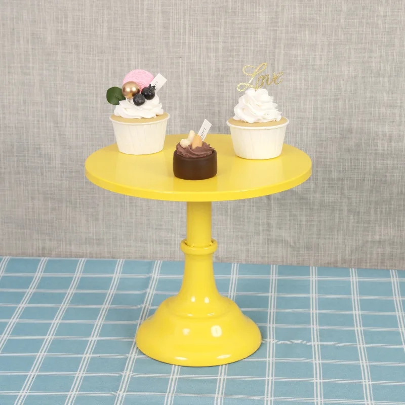 Soporte de pastel de hierro forjado, soporte de exhibición de postre para en casa, decoración de boda, bandeja de pastel de cumpleaños, bandeja de postre de fruta para té de la tarde: Amarillo / 12 pulgadas
