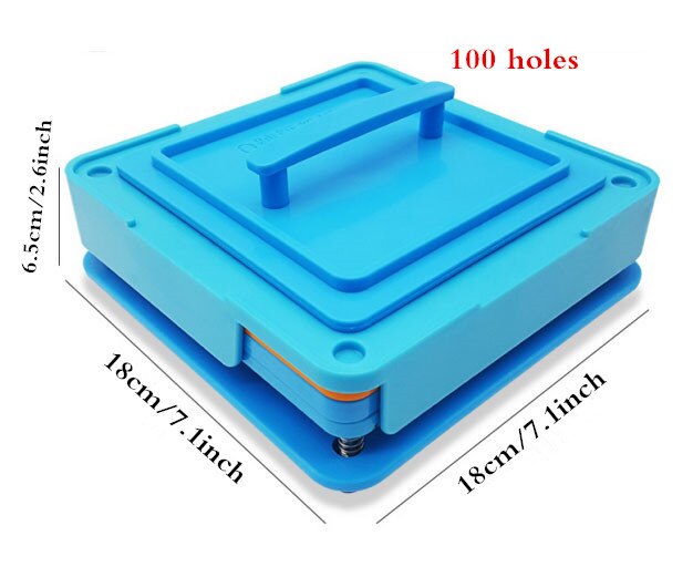 2Types 100Holes Blue Capsule Maker Powder Filler Plate Plastic Filling Manual Machine Tool With Handle