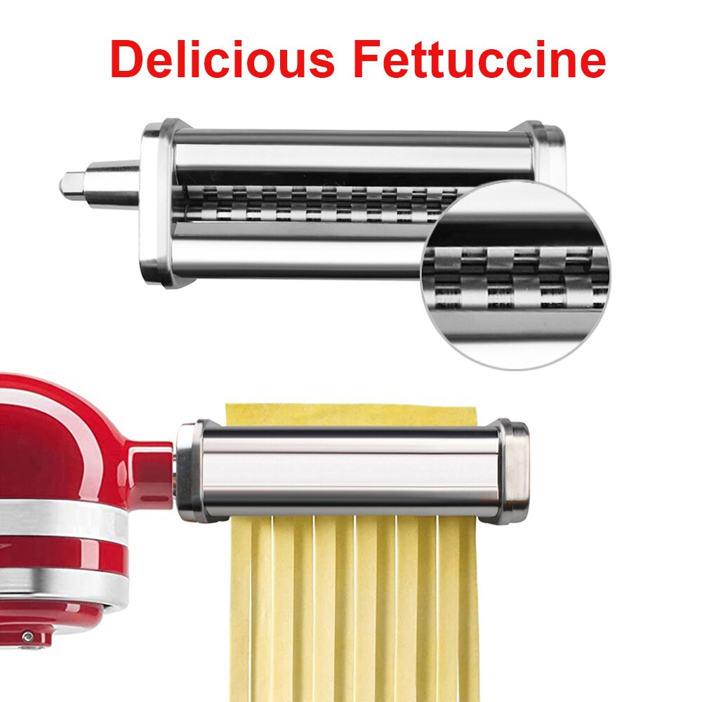Fettuccine Roller & Cutter Attachment for KitchenAid Stand Mixers Included Pasta Sheet Roller Spaghetti Cutter: Fettuccine