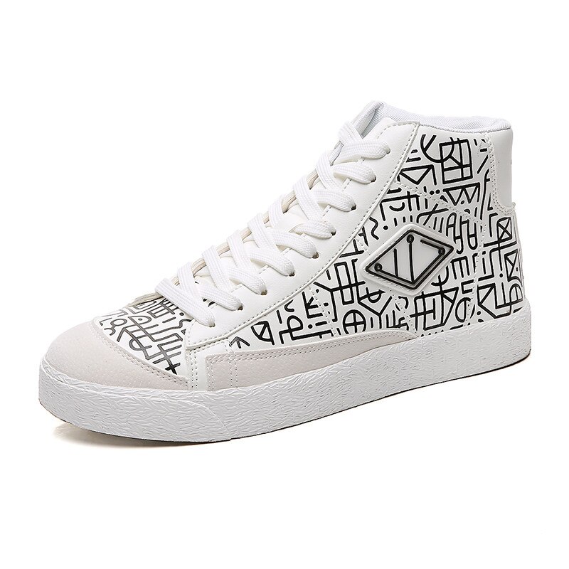 Färgglada målade skateboardskor för män som andas hip hop street skor sport fritid promenadskor chaussure homme: Svart  f760 / 44