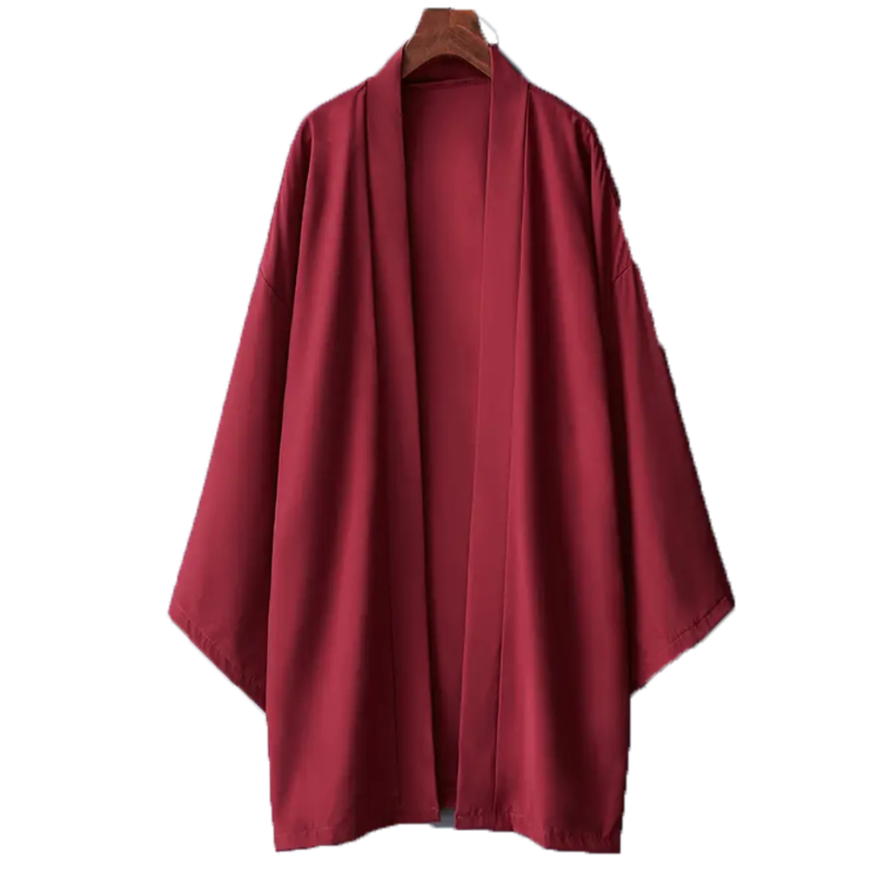 Poncho Kimono japonais Long pour hommes et femmes, couleur unie, décontracté, ample, Yukata Haori Beach, chemise Hiyoshi noire, été 2024: S / Beige