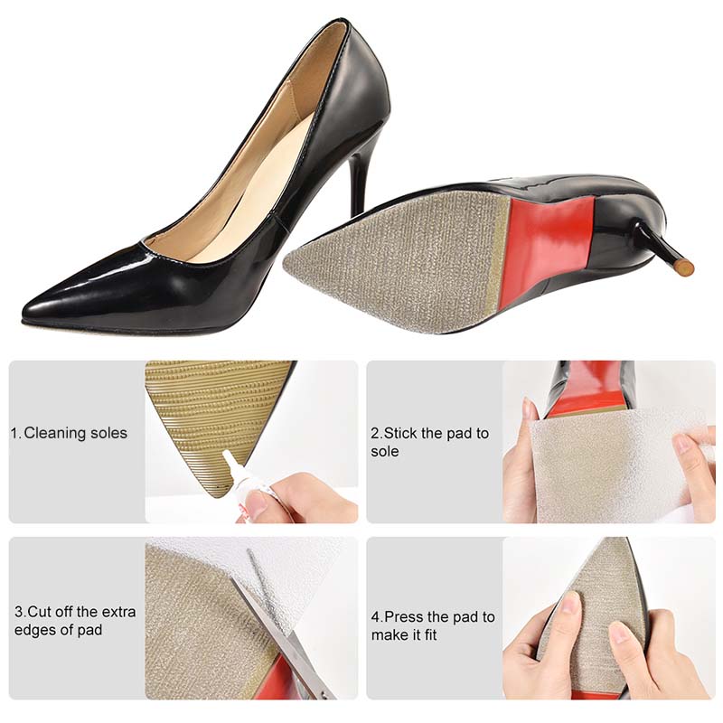 Soumit-pegatinas de suela de tacón alto antideslizantes, Protector de suelas para zapatos, cinta de suela autoadhesiva transparente, tamaño grande, 4 Uds.