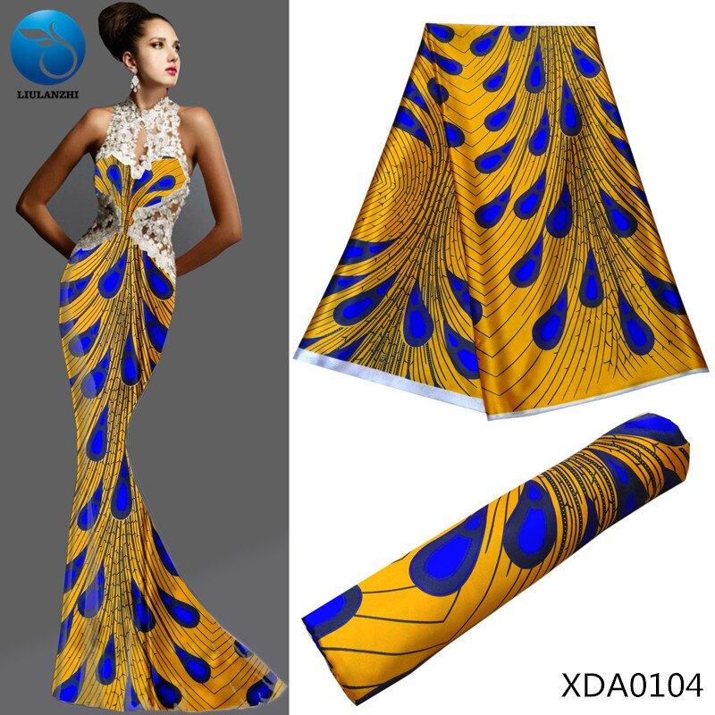 LIULANZHI, impresiones de cera de seda africana, satén, cera de seda imitada africana para vestido de mujer, , último , tela de seda Africana XDA01: XDA0104
