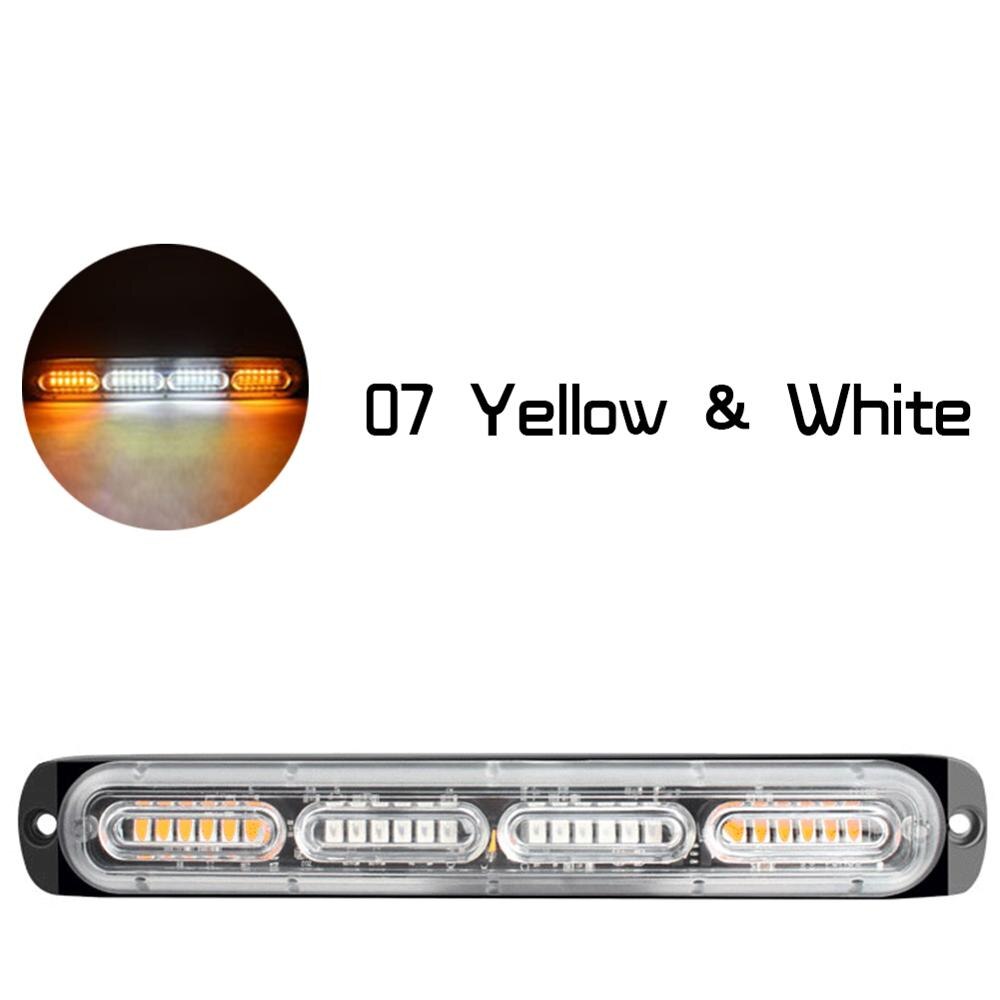 Auto 24 led bar strobo valot vilkku fso auto salama poliisi vilkku stroboskoopit stroboskooppi valo poliisi led valo vilkkuvalo: Keltainen valkoinen