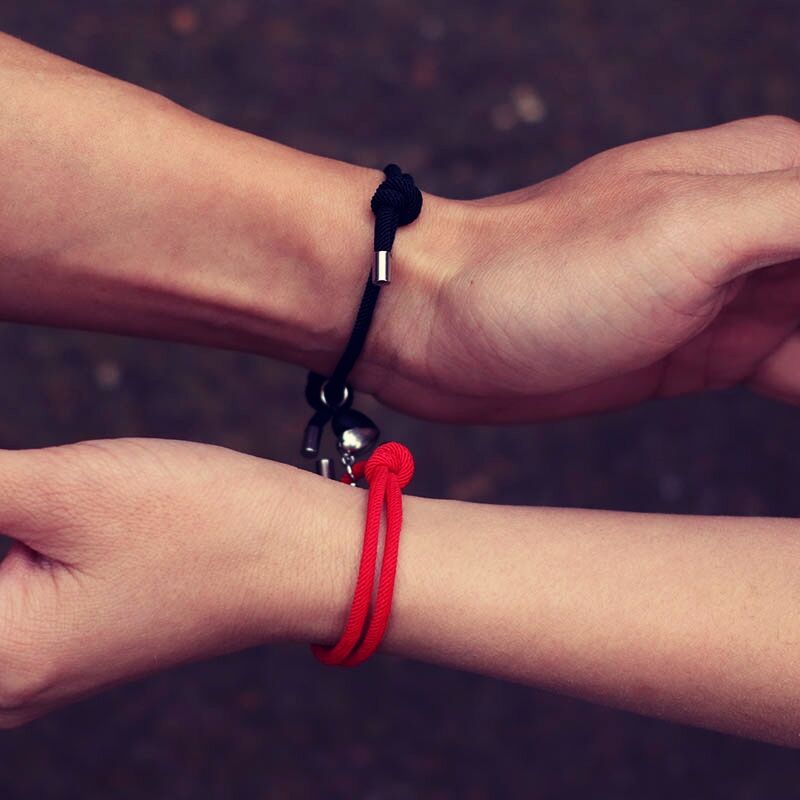 2025 Romantische magneet paar armband zwart wit hart bijpassende armband verstelbare relatie armband Valentijnsdag Joias