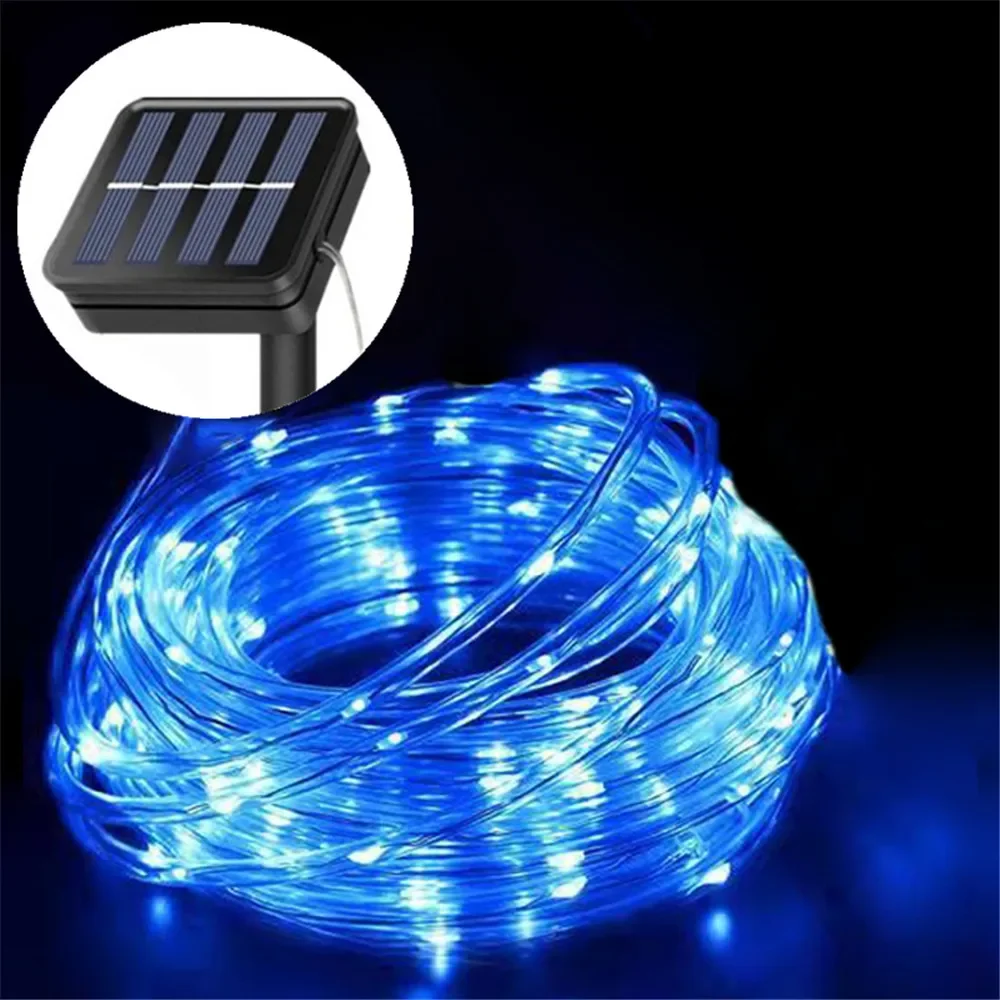 Luces de cuerda LED solares, cadena de luces de tubo de hadas, lámparas de césped impermeables para exteriores, 8 modos para el hogar, jardín, Patio, decoración de boda: Rojo / 0-5 W