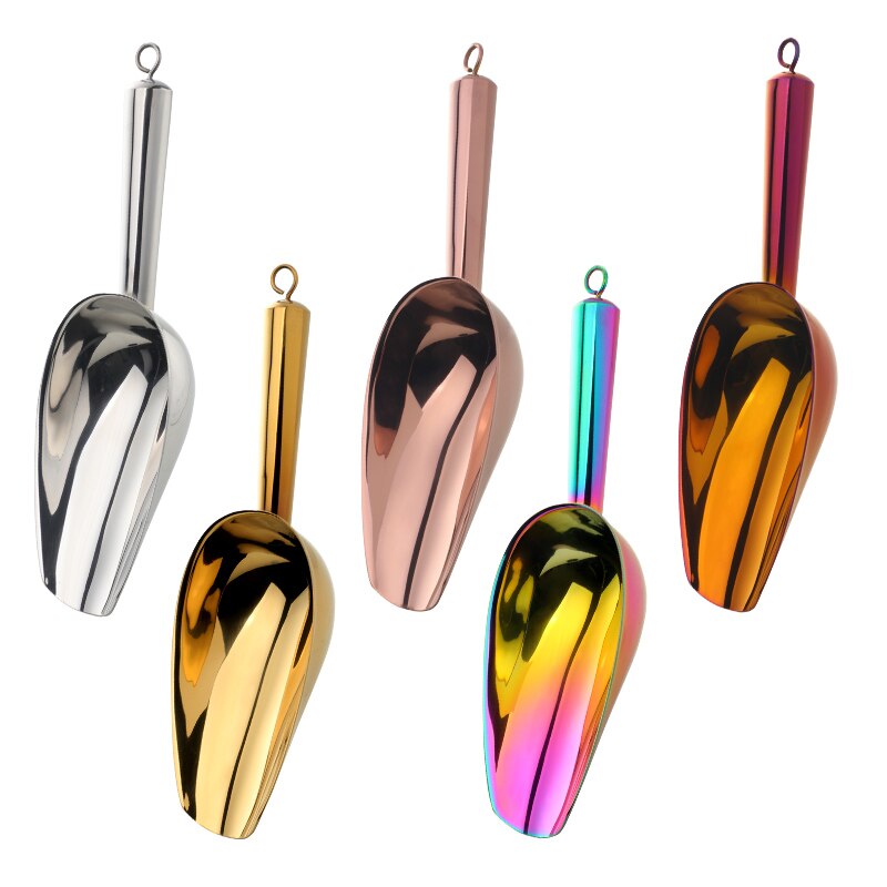 Cucharas de acero inoxidable para hacer cubitos de hielo, cucharas coloridas para harina, cucharas de comida, utensilios de cocina para Buffet, 1 unidad