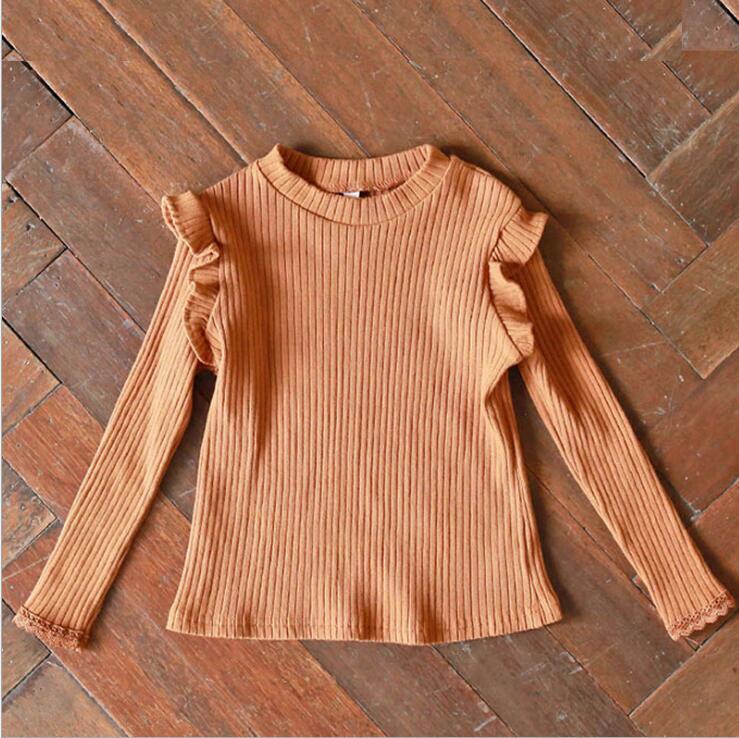 2020 nuove ragazze balze t di autunno del cotone completa del manicotto di modo delle ragazze superiore 2-7 anni YC817: Arancione