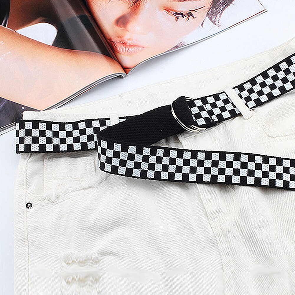 Ceinture en toile pour femmes 135cm | Ceinture Cummerbunds, noir blanc, Plaid: Black