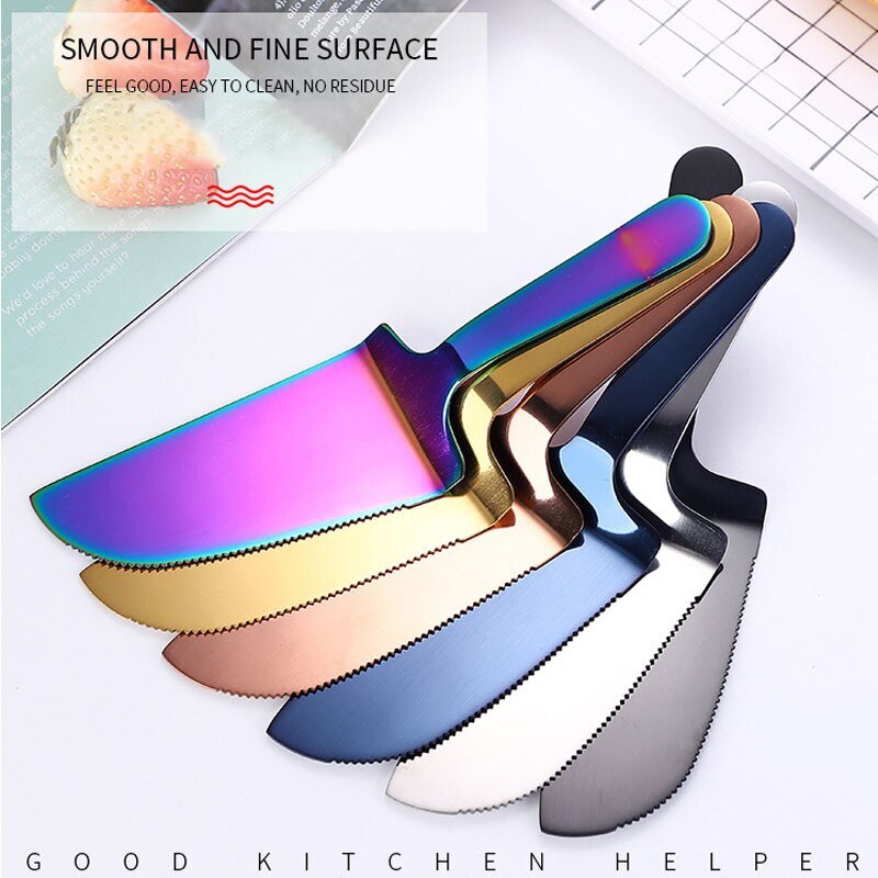 Colorful Stainless Steel Cake Server Spatula Blade Cutter Cake Spatula Pizza Spatula Baking Tool