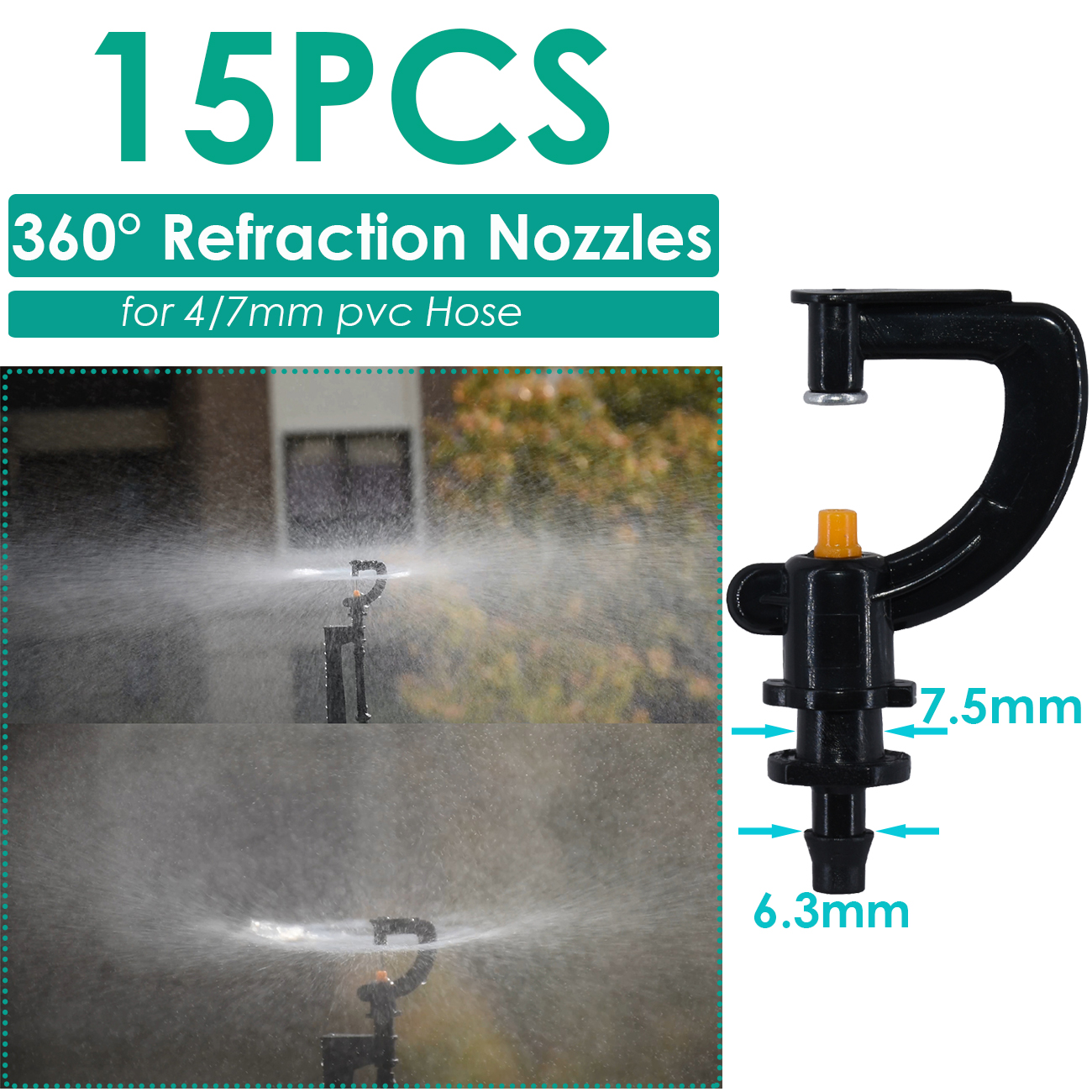 Sprycle Tuin 1/4 ''Gieter Sprinkler Druppelaar Druppelaar Irrigatie Kas Verstelbare Nevel Emitters Micro Spray Roterende Mondstuk: Rood