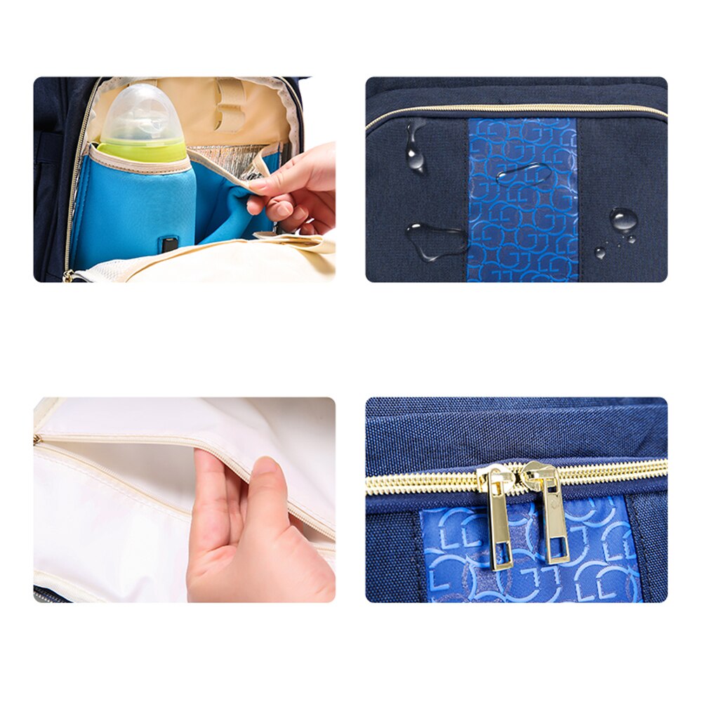 Bleiepose usb oppvarmingsflaske varmere mamma bleie ryggsekk stor kapasitet mumie bag til vinterreiser