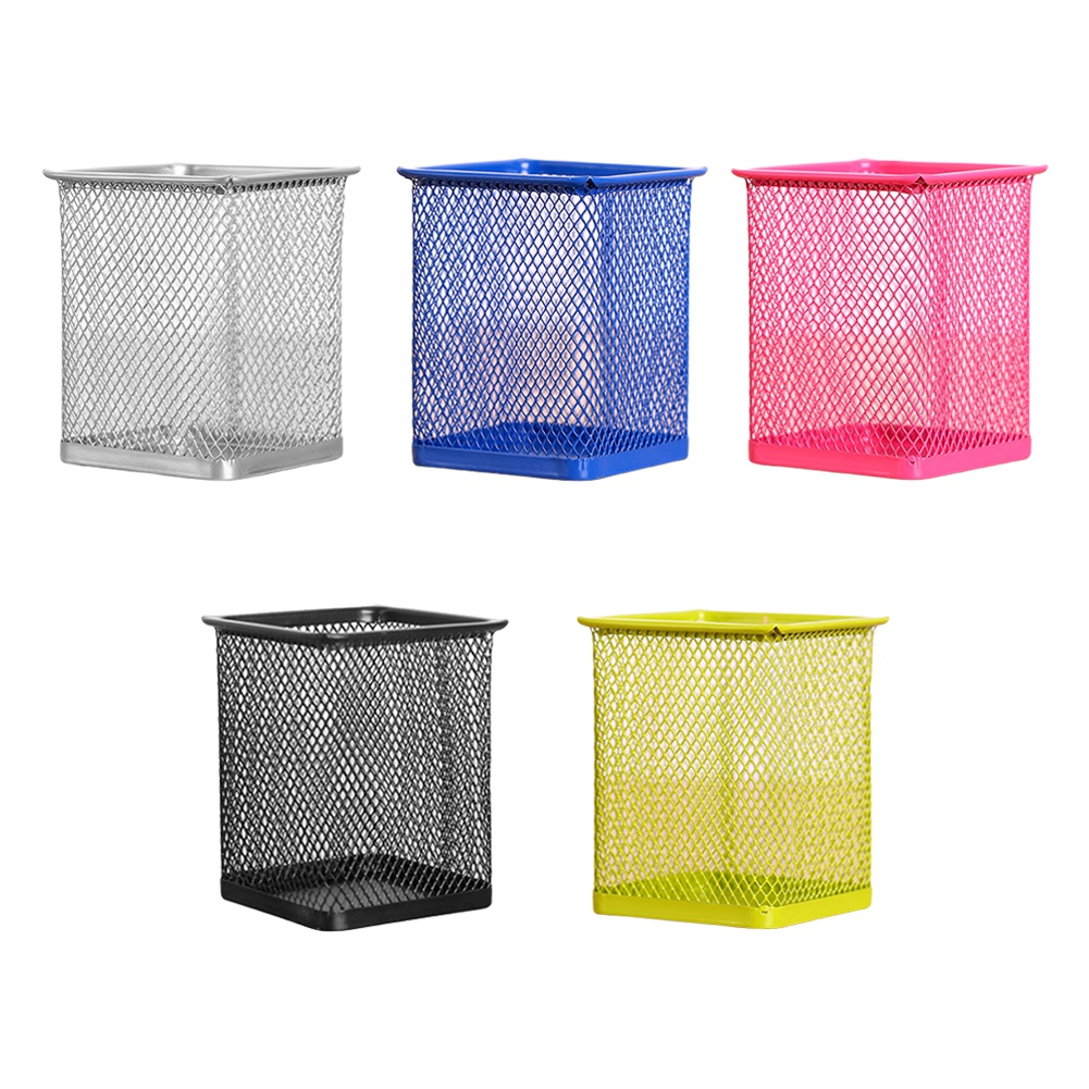 Pen Holder Brush Pot Container Pencil Storage Box Iron Wire Basket Home Office Stationery Storage Desktop Organizer