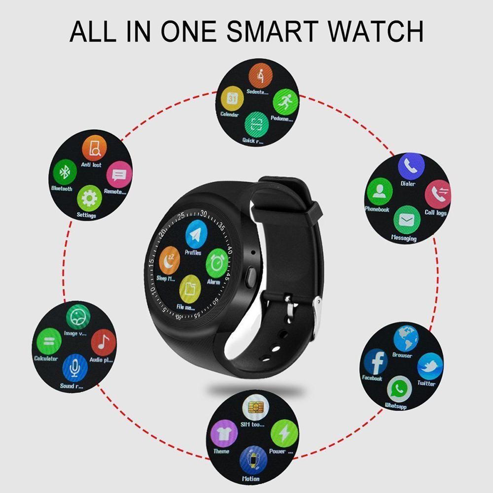 Bluetooth Y1 Smart Watch Relogio Android SmartWatch Phone Call GSM Sim Remote Camera Information Display Sports Pedometer