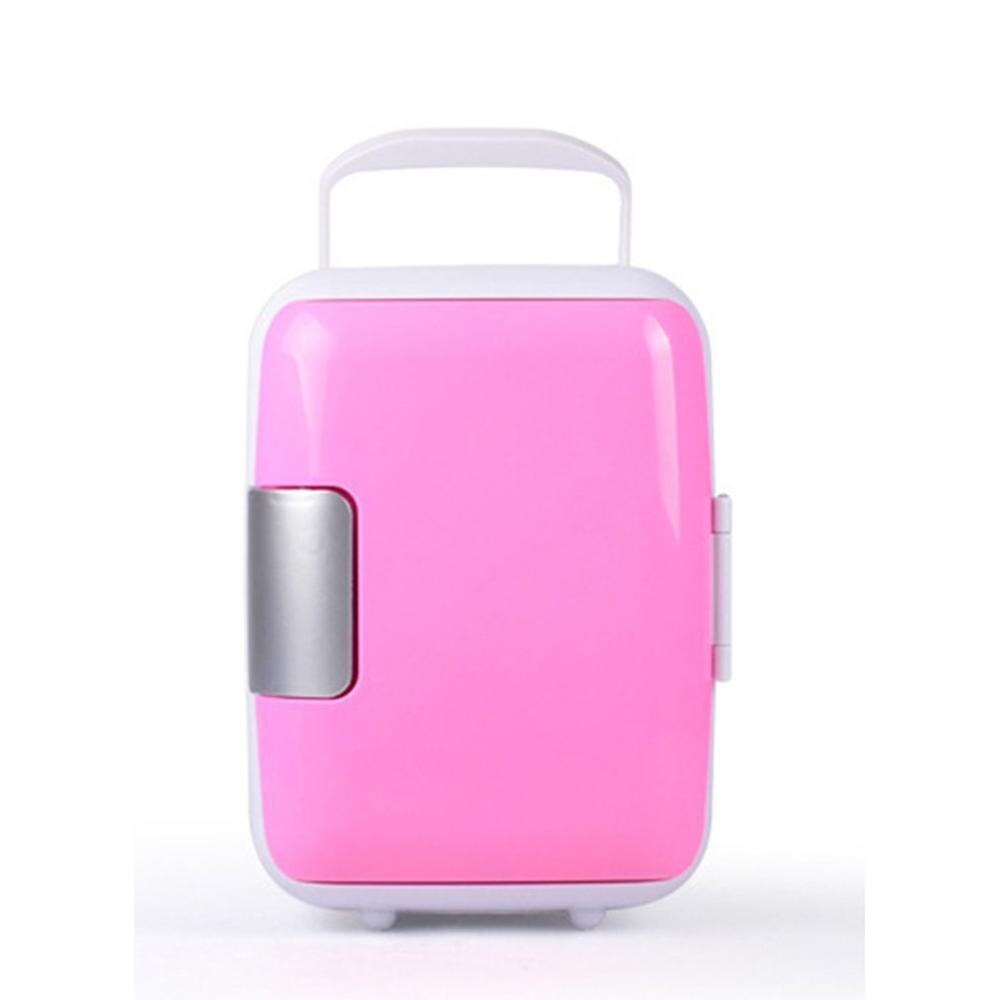 Energy Saving and Eco-Friendly practical Car Portable Mini Drink Cooler Car Travel Cosmetic Fridge: Pink