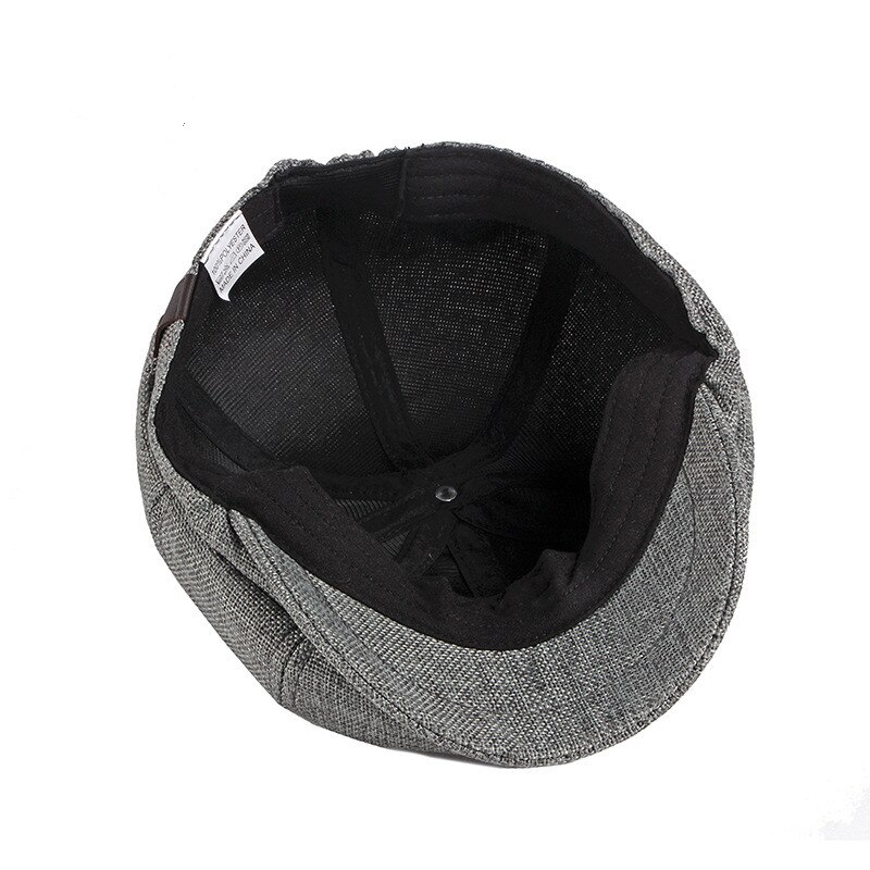 Sombrero de boina de lino estilo británico para hombre, gorra plana estilo hiedra, clásica, transpirable, con visera de hueso