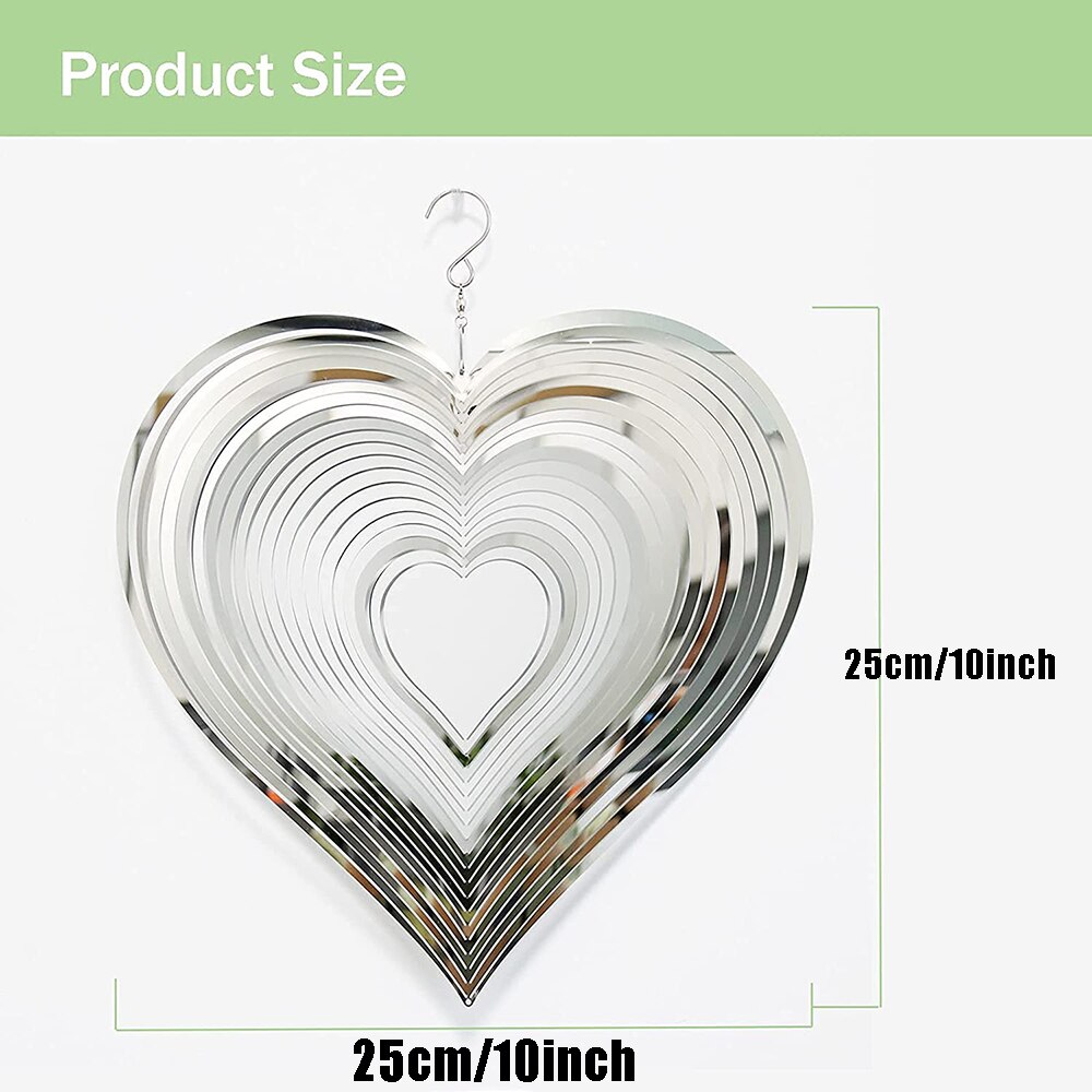 Kinetic Wind Spinner Outdoor Metal, Stainless Steel Hanging Wind Spinners for Yard and Garden Wind Spinners, 360° Rotating Hook: 25cm