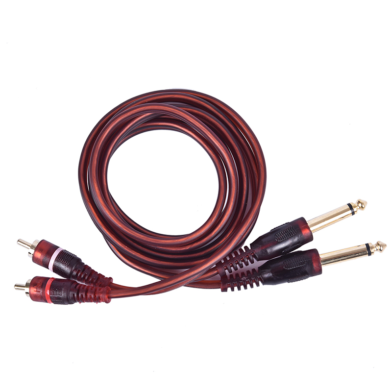 1Pc 1.5M Kabel Dual Rca Male Naar Dual 6.35Mm 1/4 Inch Mannelijke Mixer Audiokabel