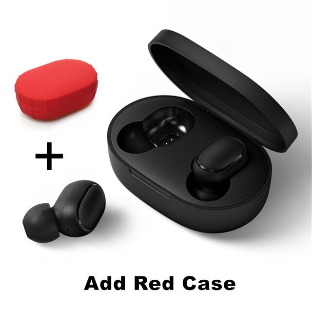 Xiaomi Redmi AirDots S Bluetooth 5,0 auricular inalámbrico TWS izquierda derecha baja Lag modo Bluetooth 5,0 auriculares de reducción de ruido: Add Red Case