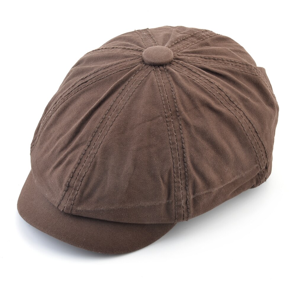 Men&#39;s Casual Newsboy Hat Spring And Autumn Retro Beret Hat Outdoor Casual Hats Unisex Octagonal Cap Solid Color Peaked Cap: Brown