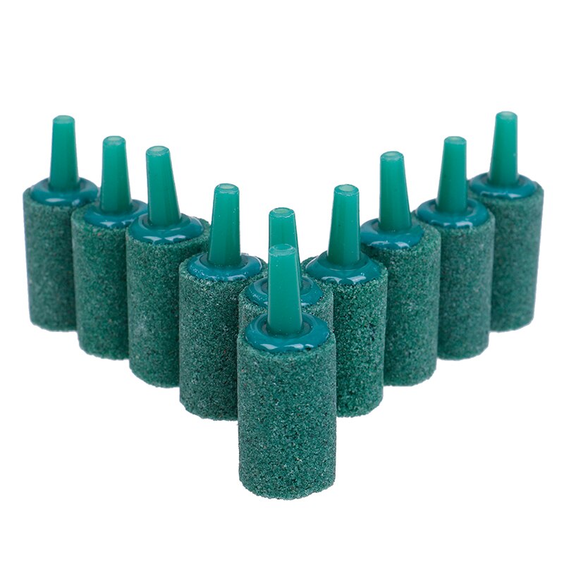 10 stk / lot cylinder boble beluftning lufter luft sten til akvarium akvarium dekoration: Grøn