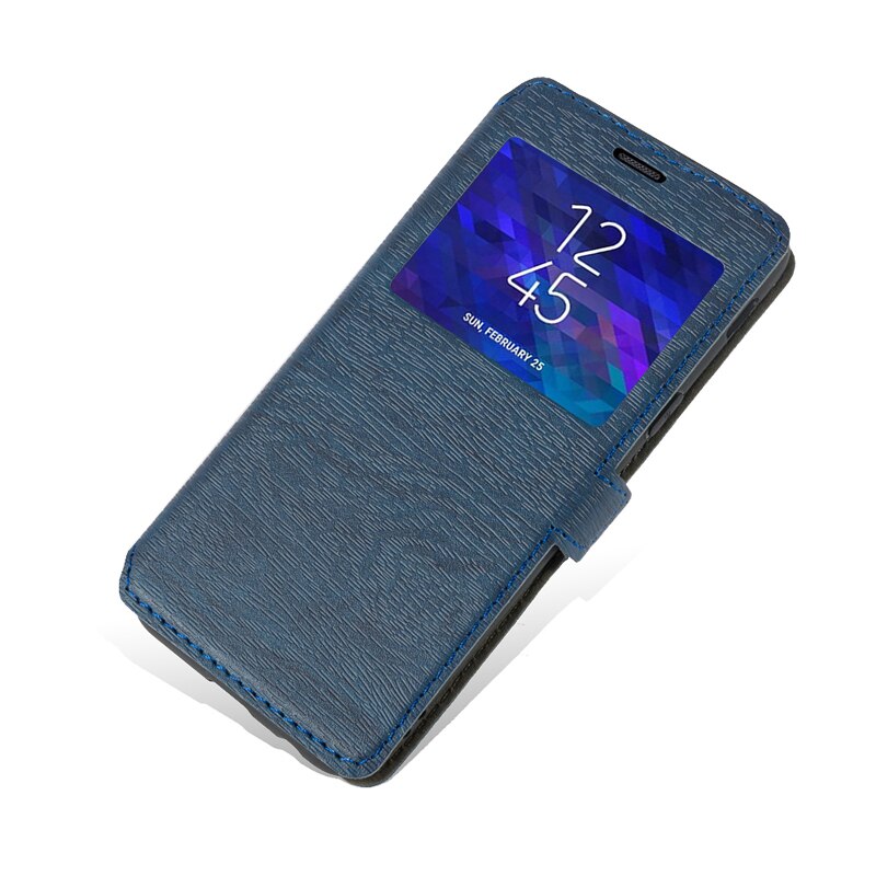 PU Leather Phone Case For Doogee X95 Flip Case For Doogee X95 View Window Book Case Soft TPU Silicone Back Cover: Blue