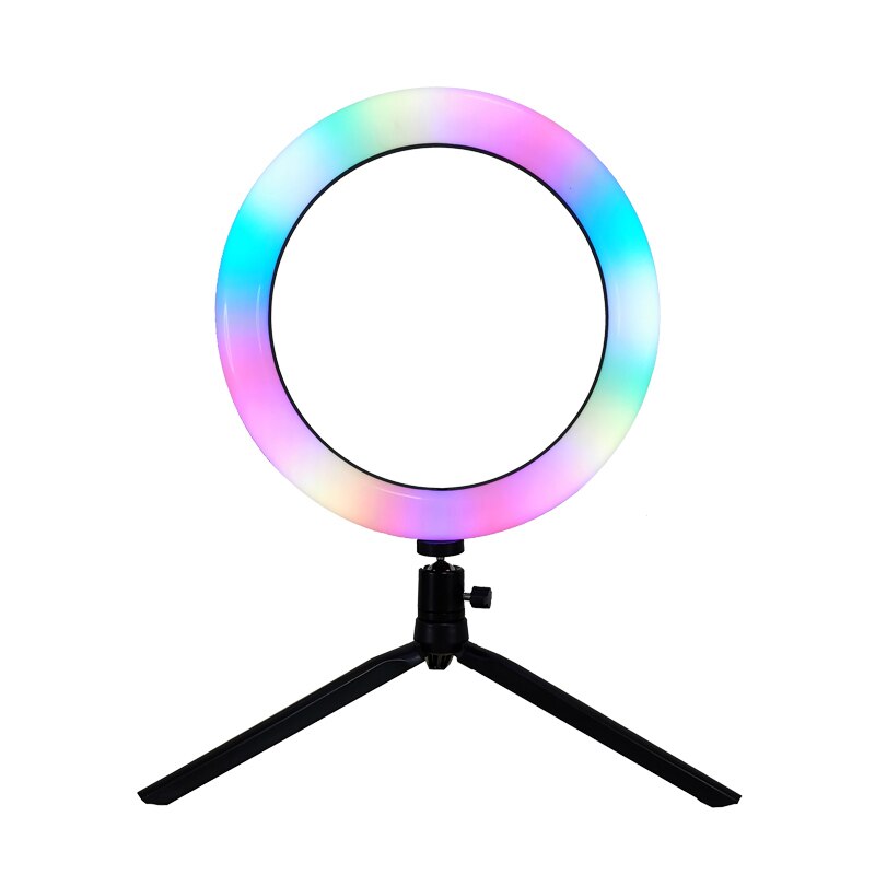 6"/10" LED Ring Light With Stand Colorful Color Changing Ring Live Fill Light Photography Bracket Video Live Lamp