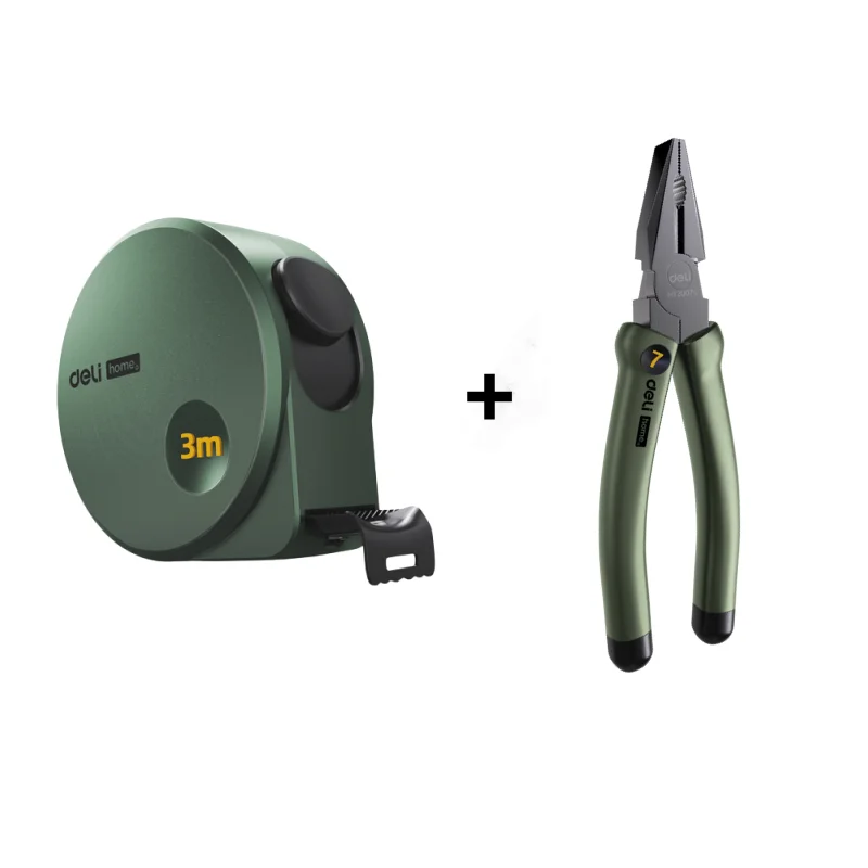 Deli Steel Tape Measure Combination Set 3/5M Retractable Digital Tape Measuring Kits for Home Woodworking Multitool: Orange