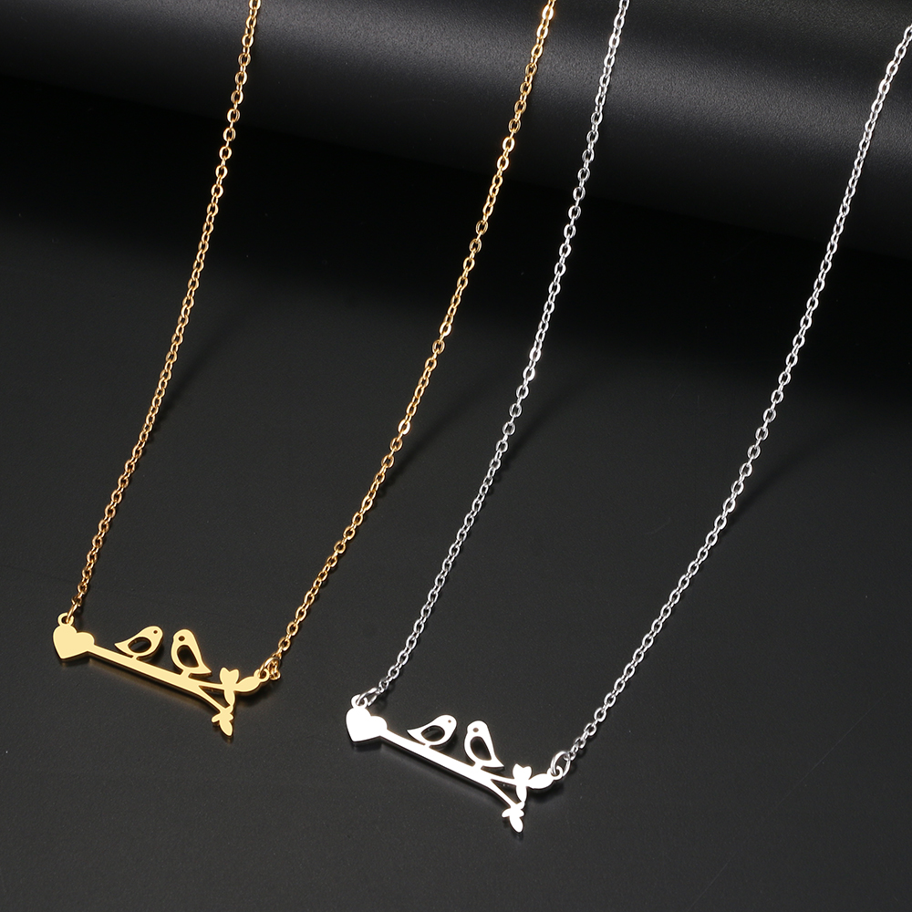 Rvs Kettingen Hollow Tak Vogel Hart Hanger Choker Sleutelbeen Ketting Kettingen Voor Vrouwen Sieraden Party