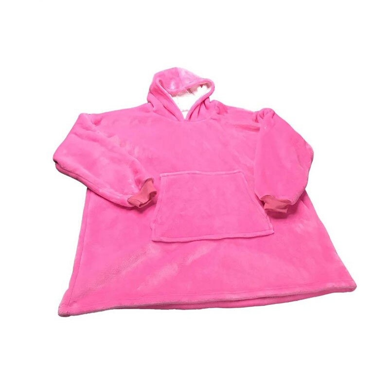 Winter Warm TV Pocket Hooded Blankets Adults Kids Bathrobe Sofa Cozy Blanket Sweatshirt Plush Coral Fleece Blankets Outwears: RS