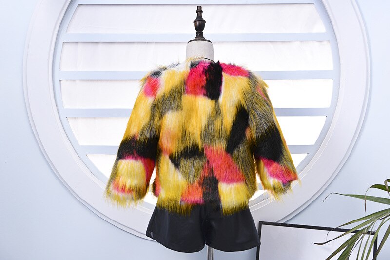 Colorful kids coat baby girl coat / Faux fur coat baby girl coat