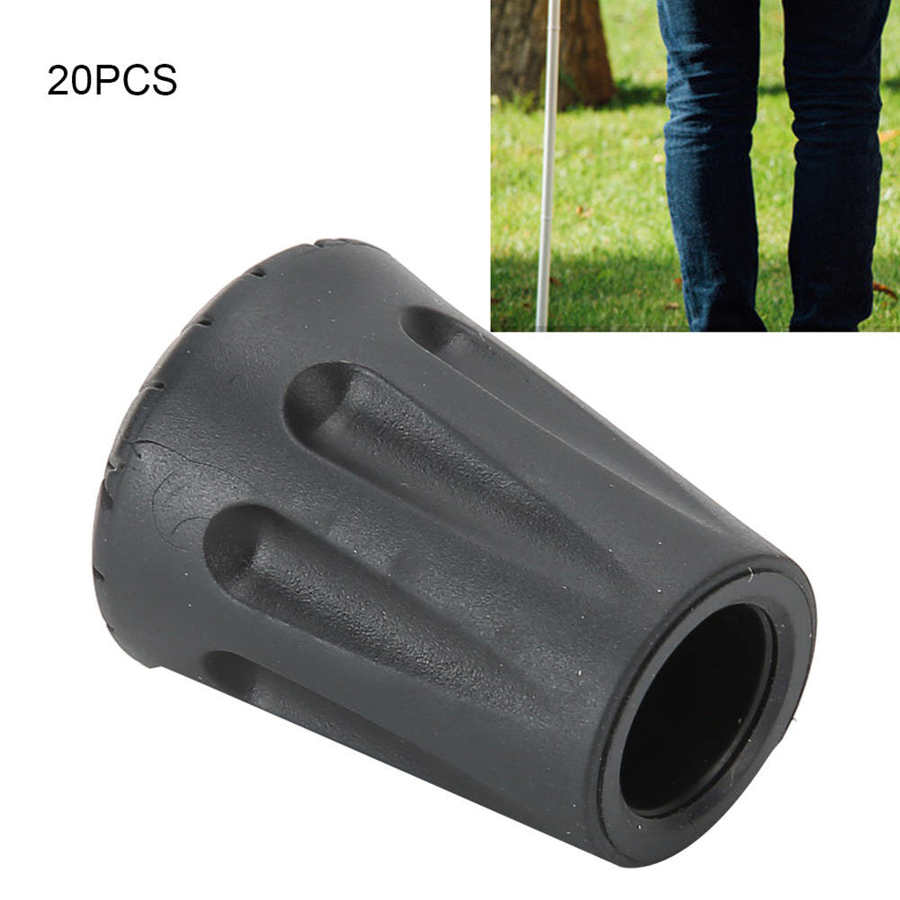 20pcs Replacement Reinforced Cane Tips Outdoor Anti-Slip Walking Cane Tip with Metal Gasket Walking Cane Tip