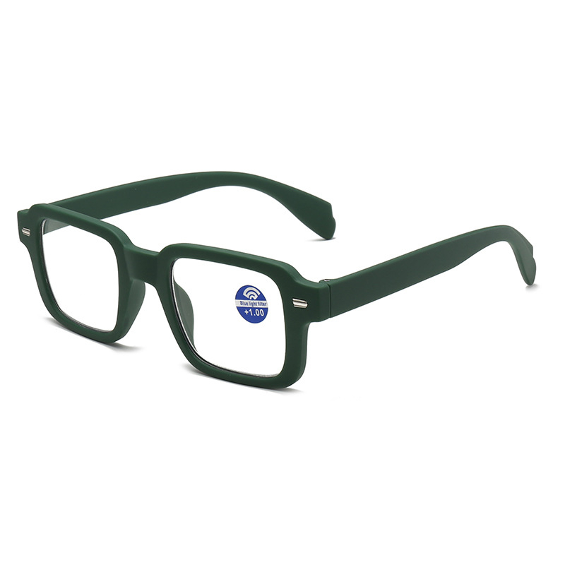 Gafas de lectura a la para mujer, gafas cuadradas de plástico para ordenador, antiluz azul, para presbicia y hipermetropía + 1,0 + 1,5 + 2,0: Verde / 0