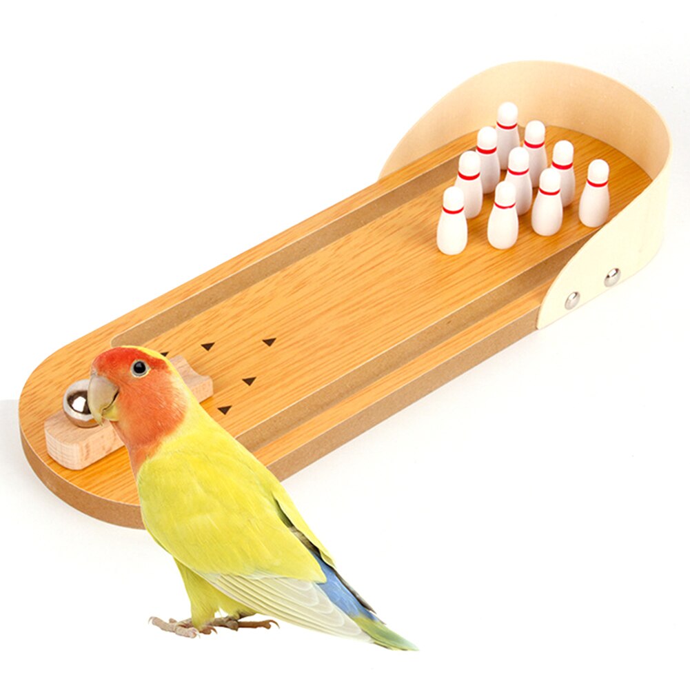 Pet Bird Wooden Bowling Game Desktop Educational Puzzle Training Toy