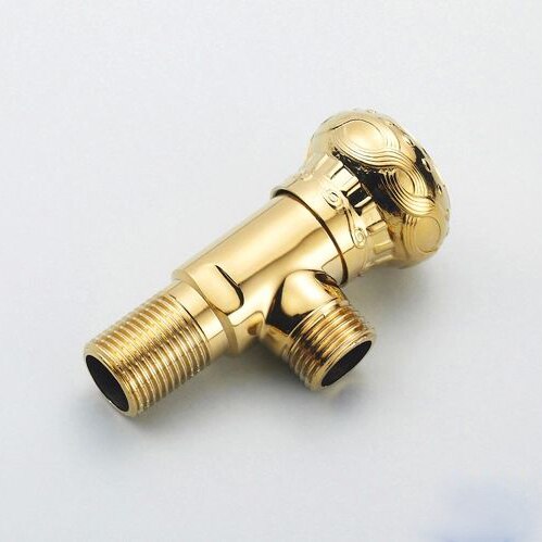 Kraan Vervangende Onderdelen 1/2 &quot;X 1/2&quot; Luxe Gouden Messing Badkamer Hoekstopkraan Beluchtingskraan Wc Vullen Driehoek Kleppen HJ-0318K