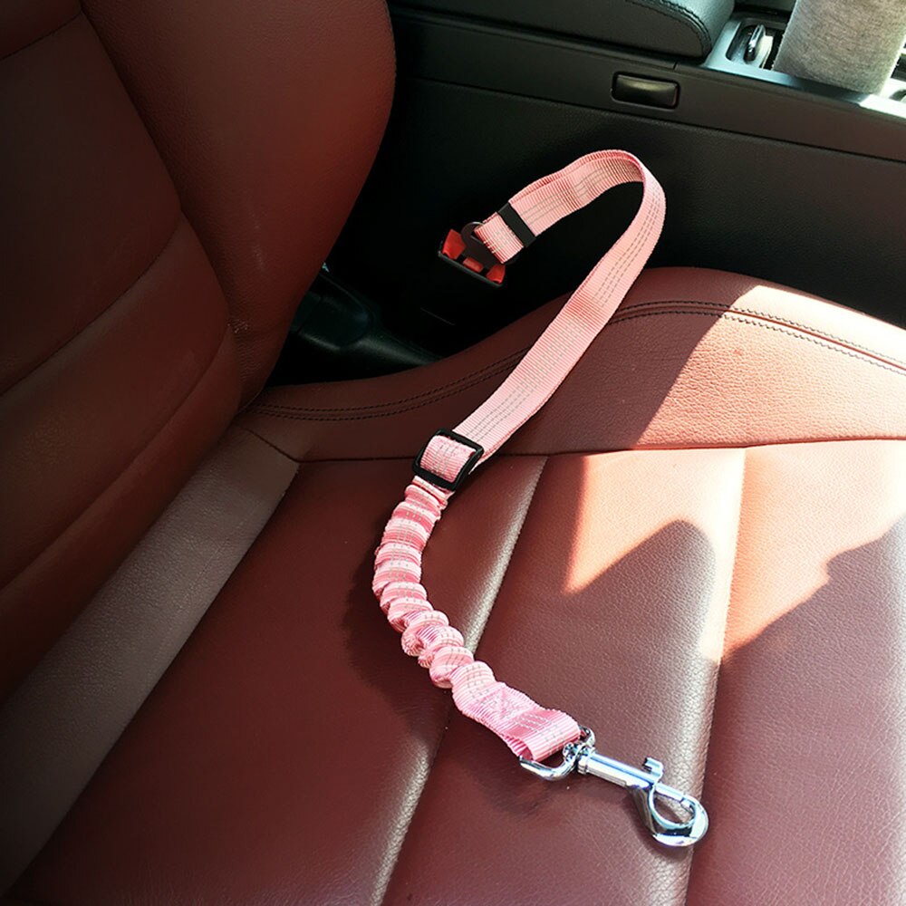 Verbeterde Hond Autogordel Verstelbare Veiligheidsgordels Elastische &amp; Reflecterende Voertuig Nylon Seat Belt Voor Small Medium Large hond: Pink