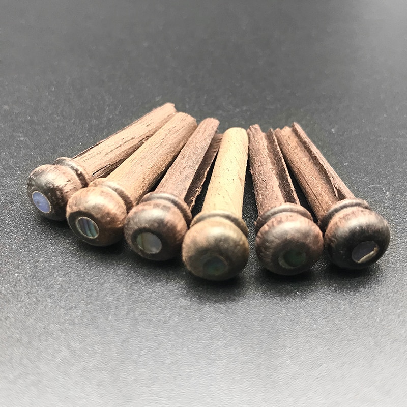 6Pcs Bone Guitar Bridge Pins Ebony Bone Rosewood Bridge Pin for Acoustic Guitar with Pearl Shell Brass Circle Guitar Accessories