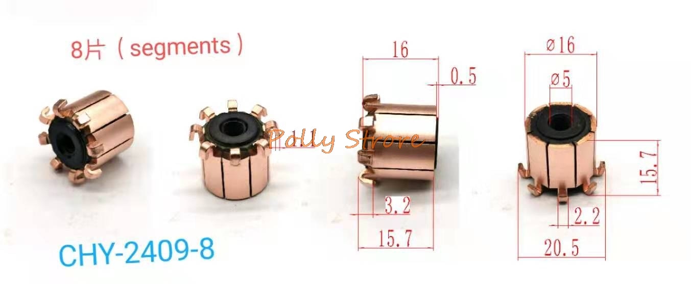 1pc 5mm x 16mm x 16mm 8P barres de cuivre alternateur moteur électrique commutateur CHY-2409-8