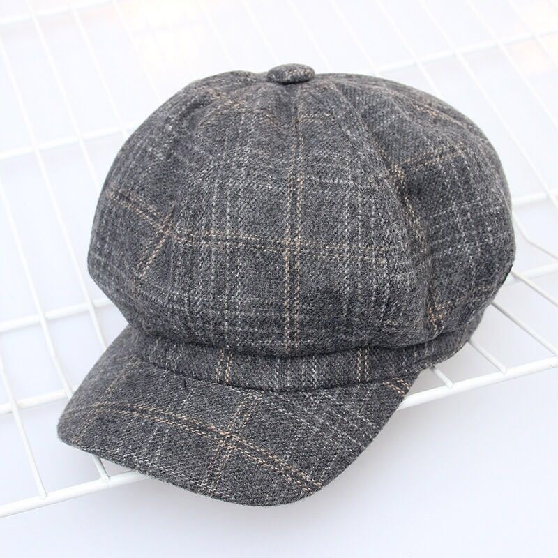 Quiosco gorra mujer Otoño Invierno octogonal gorras artista pintor sombreros para hombres y mujeres boina de cuadros gorra Casual