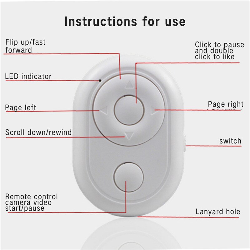 Bluetooth Remote Control Shutter Self-timer Button Convenient Selfie Shutter for Phone Ring Light Tripod Travel Taking Photoes