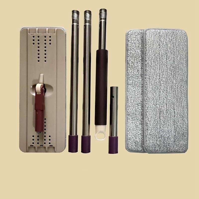 Floor Mop with 2Pcs Cloth Quick-Drying Mop One Mop Immediately Clean Without Leaving Stains 360 Degree Angle Adjustment
