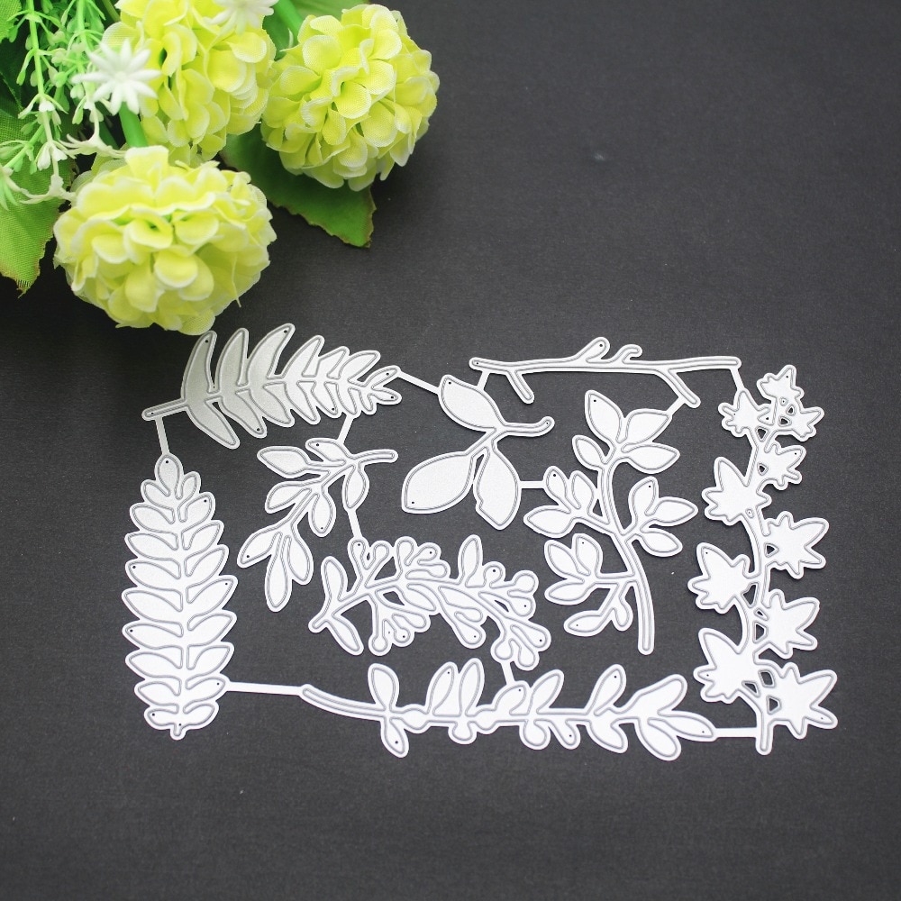 New2018 Metalen Sterft Snijden Sterven Cut DIY Decoratieve Embossing Scrapbooking Boom 9 Pcs Bladeren Bloem Craft Postzegels Stencil 11*17.5 cm