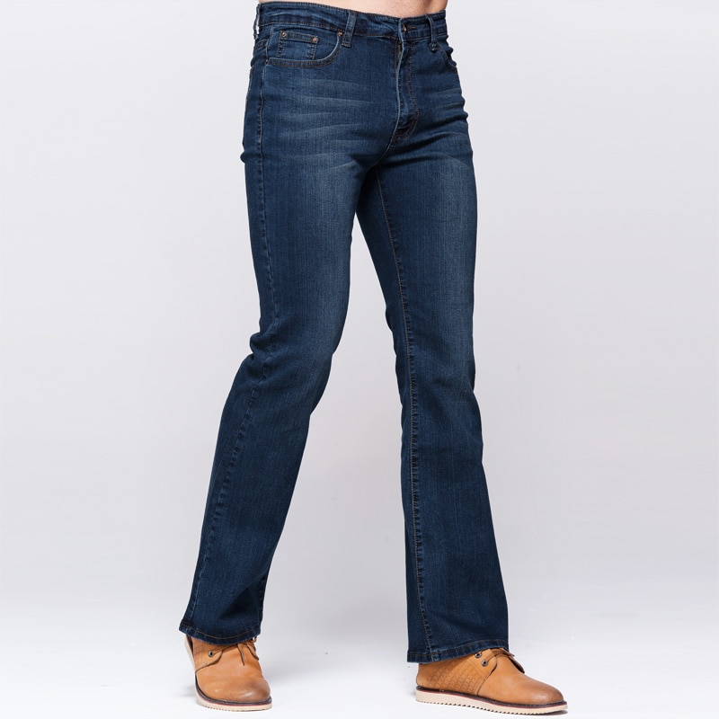 Grg heren slim boot cut jeans klassieke stretch denim licht uitlopende diepblauwe jeans stretchbroek