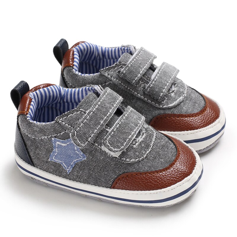 Nyfødt baby drenge sko spædbarn dreng pre-walker blød sål barnevogn sko lærred sneakers sneakers fritidssko: B3- timer / 0-6 måneder