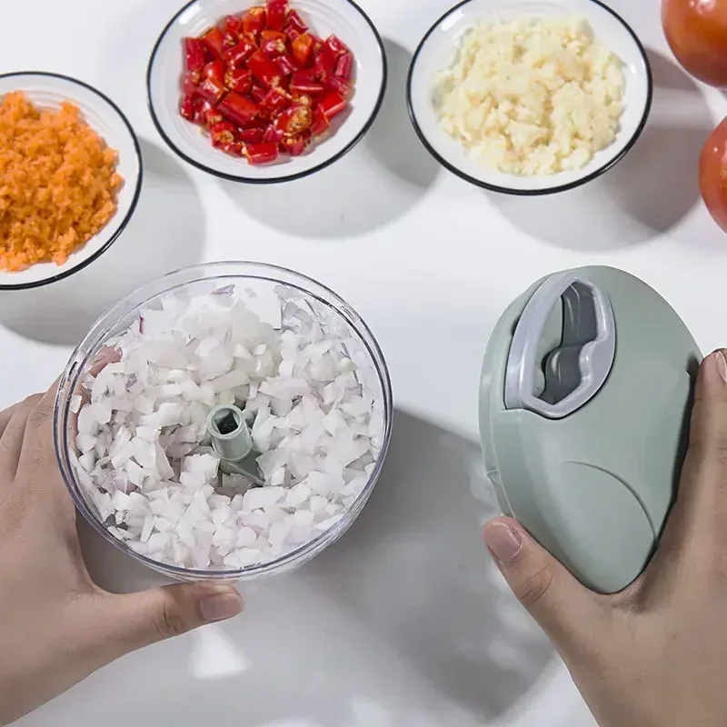500/900ML Knoflook Chopper Handmatig Draaien Groentesnijder Chopper Slicer Fruit Knoflook Crusher Keuken Gadget Blenders Vleesmolen