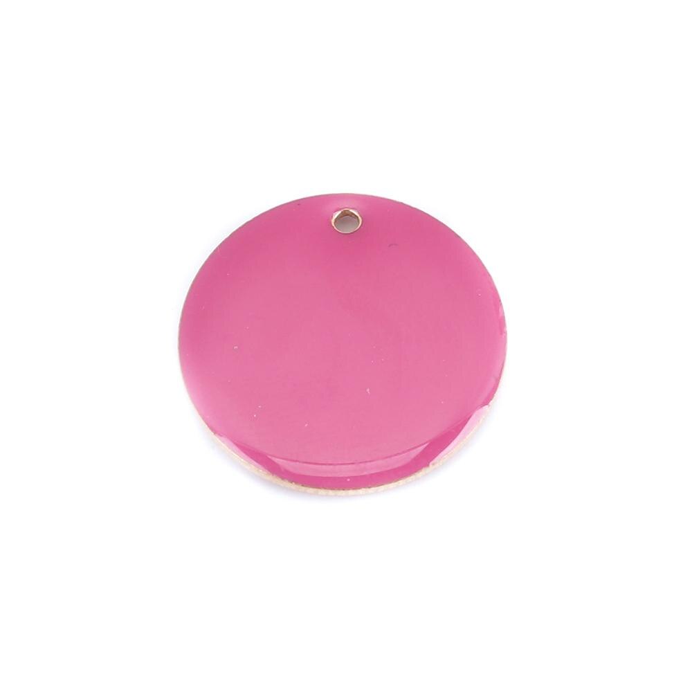 Doreen Box Copper Enamelled Sequins Charms Gold Color Metal Candy Color Round Pendants Jewelry 20mm Dia., 5 PCs: Rose Red